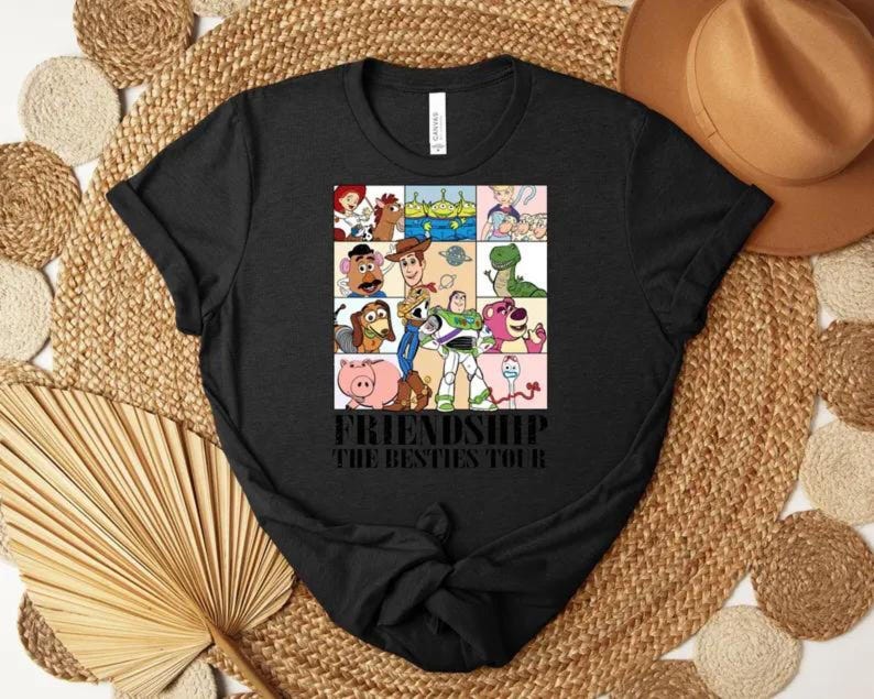 Disney Toy Story Shirt, Pixar Friends Collage Tee, Woody Buzz Jessie Cartoon Shirt, Toy Story Characters Graphic T Shirt image 12