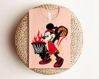 Mickey Basketball Shirt, Disney Basketball Mickey Tee, Cartoon Dunk Graphic Shirt, Sports Cartoon Character Tee, Disney Fan Shirt