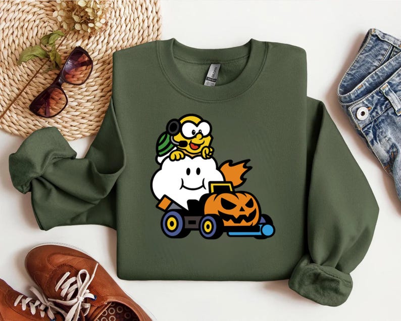 Lankitu Lakitu Pumpkin Kart Halloween Sweatshirt, Super Mario Cloud Crewneck ...