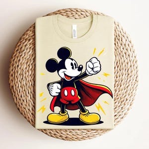 Superhero Mickey Mouse Shirt, Comic Style Graphic Tee, Cartoon Hero T-Shirt bild 4