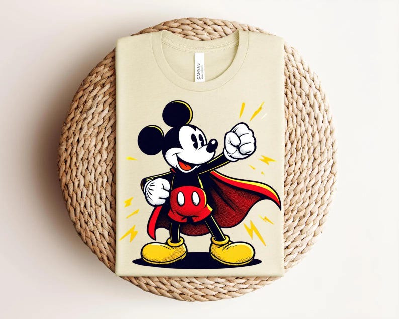 Superhero Mickey Mouse Shirt, Comic Style Graphic Tee, Cartoon Hero T-Shirt bild 4