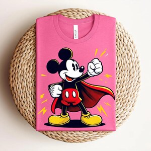 Superhero Mickey Mouse Shirt, Comic Style Graphic Tee, Cartoon Hero T-Shirt bild 2