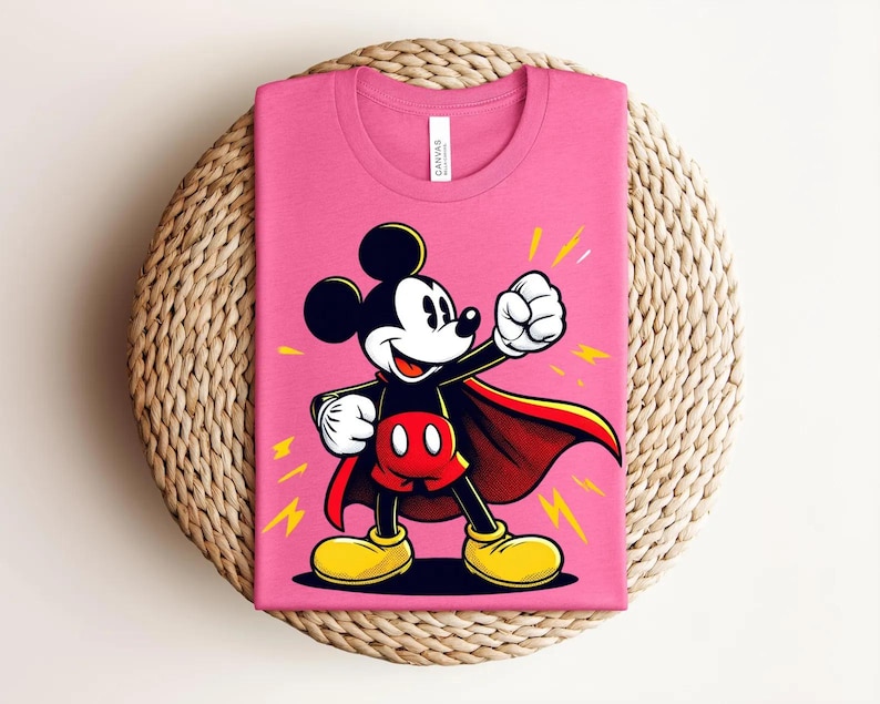 Superhero Mickey Mouse Shirt, Comic Style Graphic Tee, Cartoon Hero T-Shirt bild 2