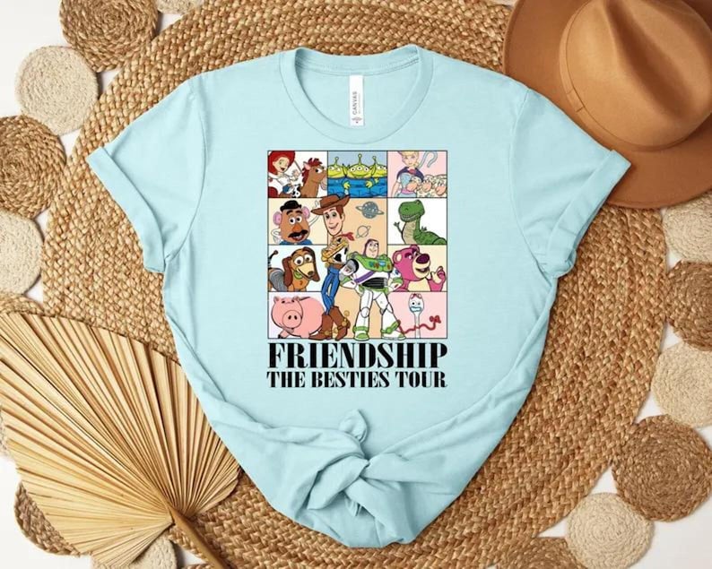 Disney Toy Story Shirt, Pixar Friends Collage Tee, Woody Buzz Jessie Cartoon Shirt, Toy Story Characters Graphic T Shirt image 1