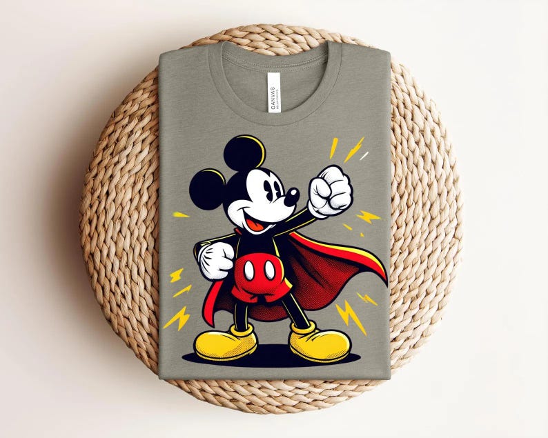 Superhero Mickey Mouse Shirt, Comic Style Graphic Tee, Cartoon Hero T-Shirt bild 10