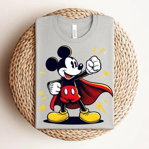 Superhero Mickey Mouse Shirt, Comic Style Graphic Tee, Cartoon Hero T-Shirt bild 7