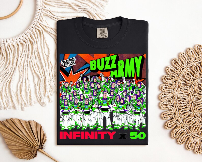 Camiseta Buzz Lightyear Buzz Army, Edición Retro para Coleccionistas con Gráfico del Grupo de Guardabosques Espaciales, Diseño Clásico para Fans de Toy Story de Disney Pixar imagen 3