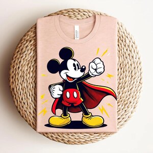 Superhero Mickey Mouse Shirt, Comic Style Graphic Tee, Cartoon Hero T-Shirt bild 13