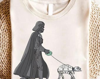 Funny Darth Vader Walking AT-AT Dog T-Shirt - Star Wars Humor Tee for Men Women - Geeky Sci-Fi Gift for Nerds & Star Wars Fans