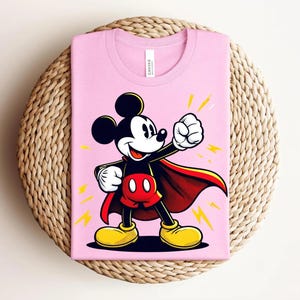 Superhero Mickey Mouse Shirt, Comic Style Graphic Tee, Cartoon Hero T-Shirt bild 1