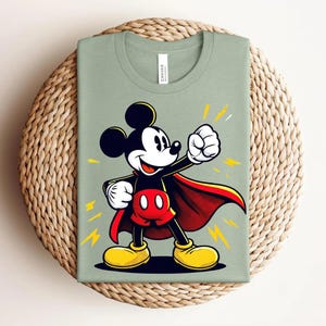 Superhero Mickey Mouse Shirt, Comic Style Graphic Tee, Cartoon Hero T-Shirt bild 12