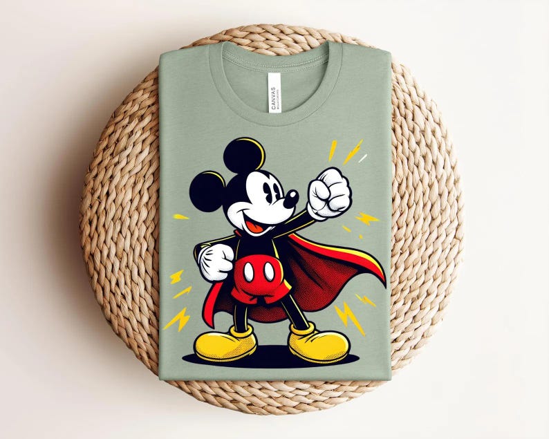 Superhero Mickey Mouse Shirt, Comic Style Graphic Tee, Cartoon Hero T-Shirt bild 12