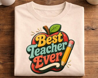 Camiseta "La mejor maestra de la historia", camiseta adorable para agradecer a los maestros, camiseta retro para maestros, regalo de regreso a clases, camiseta divertida para maestros.