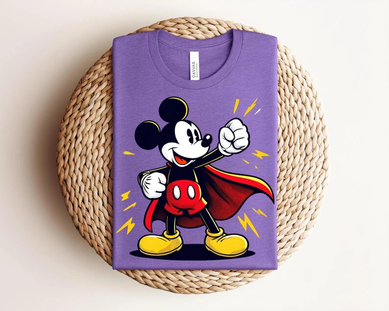 Superhero Mickey Mouse Shirt, Comic Style Graphic Tee, Cartoon Hero T-Shirt bild 11