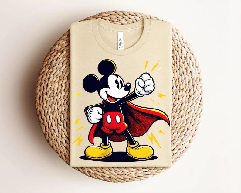 Superhero Mickey Mouse Shirt, Comic Style Graphic Tee, Cartoon Hero T-Shirt bild 14