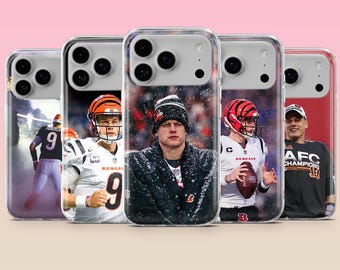 Joe Burrow Phone Case NFL Football Player Cover for iPhone 17e, 16, 15, 14, 13, 12, Samsung S25, S24, S23, S22, A16, A26, Pixel 10, 9Pro