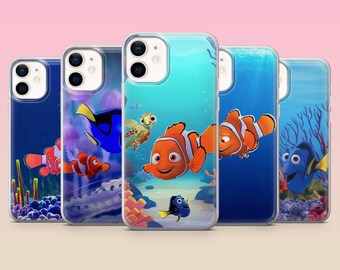 Funda para teléfono de Buscando a Nemo con un lindo dibujo animado de peces para iPhone 17e, 16, 15, 14, 13, 12, Samsung S25, S24, S23, S22, A16, A26, Pixel 10, 9Pro