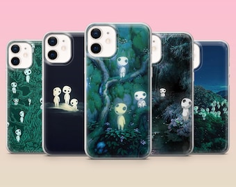 Coque de portable Kodama, Princesse Kawaii Mononoke, pour iPhone 17e, 16, 15, 14, 13, 12, Samsung S25, S24, S23, S22, A16, A26, Pixel 10, 9Pro