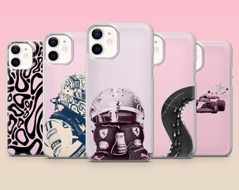 Coque de téléphone rose F1 Formula 1 rose clair pour iPhone 17e, 16, 15, 14, 13, 12, Samsung S25, S24, S23, S22, A16, A26, Pixel 10, 9Pro