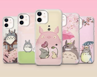 Funda rosa de Totoro para teléfono Studio Ghibli Anime para iPhone 17e, 16, 15, 14, 13, 12, Samsung S25, S24, S23, S22, A16, A26, Pixel 10, 9Pro