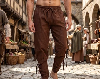 Pantalon viking médiéval homme - pantalon Renaissance à cordon, pantalon pirate cosplay, costume nordique GN
