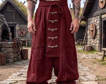 Viking Harem Pants Men – Medieval Renaissance Baggy Trousers, Nordic Cosplay Pants, LARP Costume Clothing
