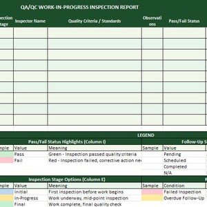 Work‑In‑Progress Inspection Report — Excel Template | Construction QA/QC | Work-In-Progress Quality Checklist for GCs, PMs & Supers