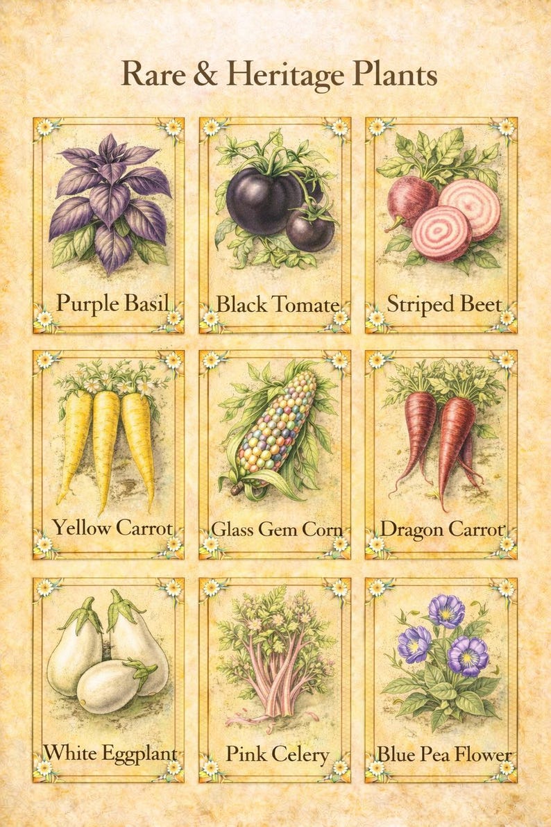 Vintage Rare & Heritage Plant Seed Labels Printable – Heirloom Garden ...