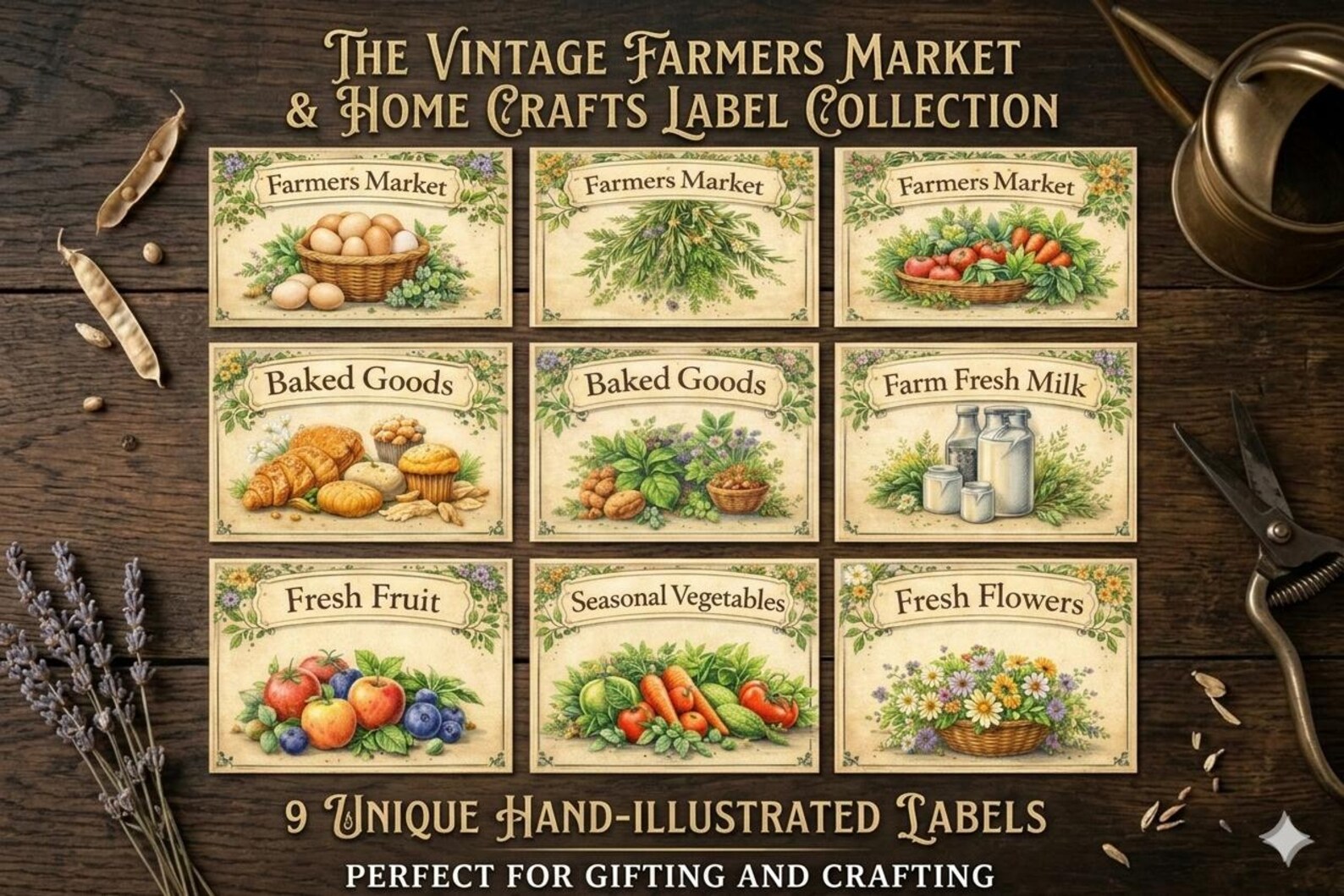 Farmers Market Booth Signs Printable | Farm Stand Table Signs | Vintage ...
