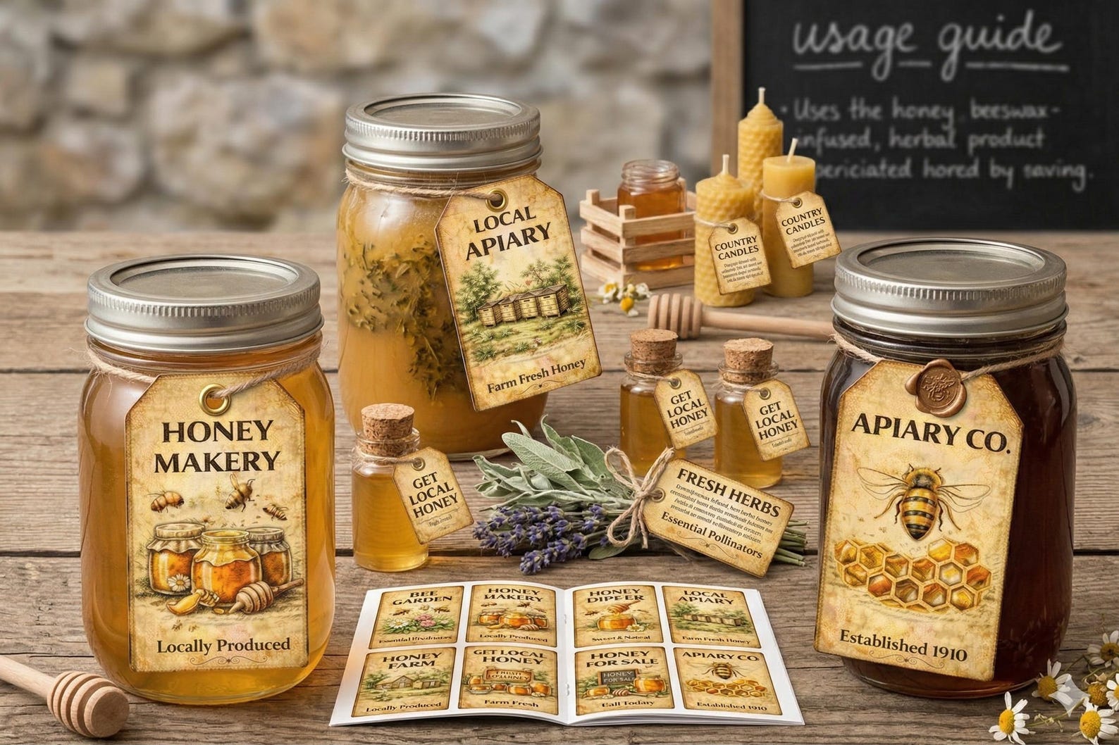Honey Pot & Jar Labels - 8 Printable Rustic Apiary Gift Tags for ...