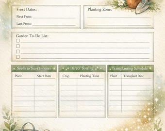 Garden Planner Cottagecore Printable Bundle, 5 Page Garden Journal, Planting Planner, Garden Layout, Plant Profile, Garden Tracker