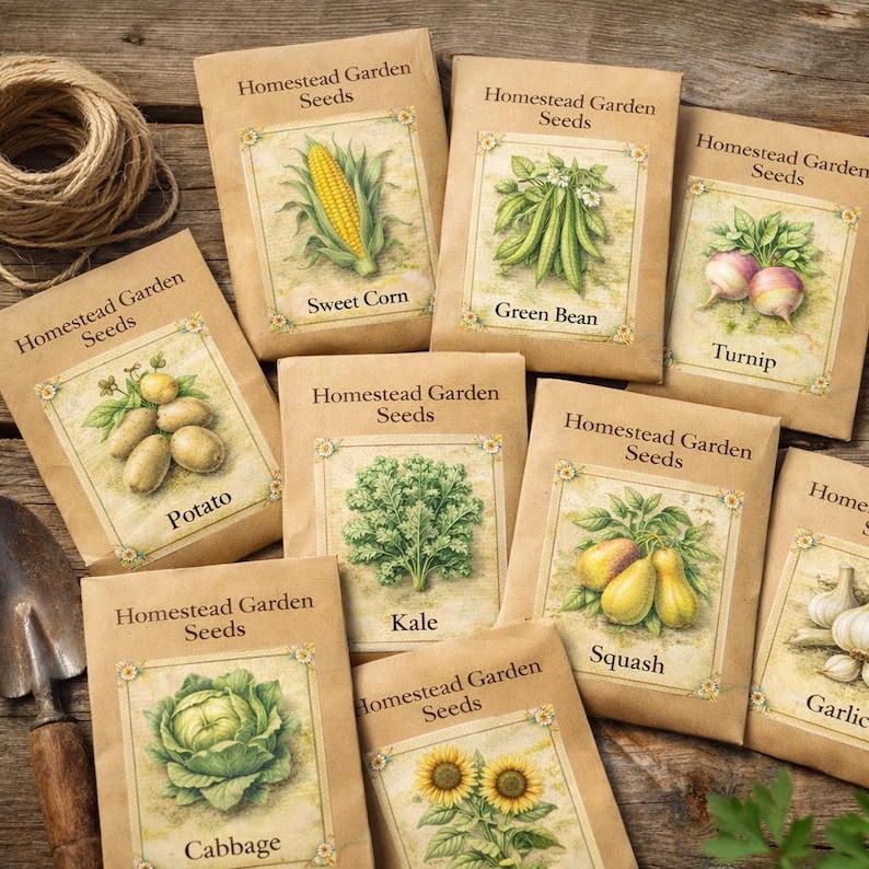 Seed Collection Project Label Printable Seed Packet Labels, Vintage Homestead Garden Seeds, Seed ...