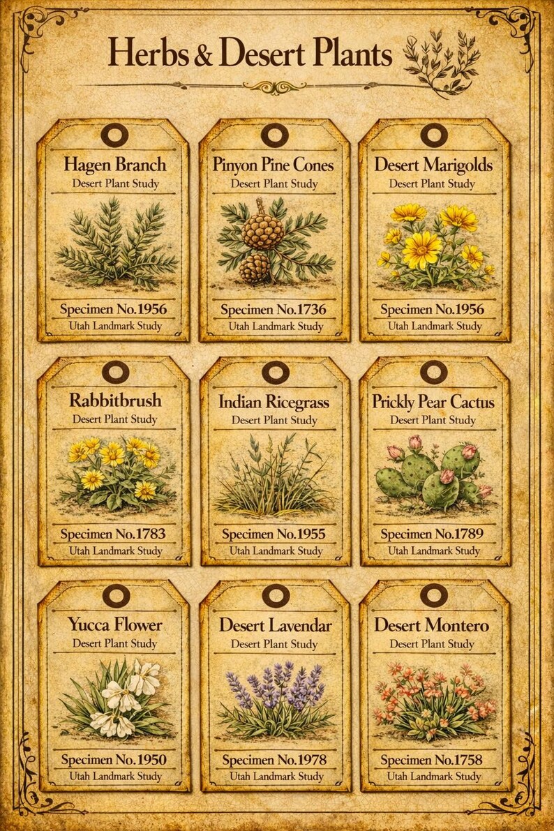 Printable Herb & Utah Desert Plant Specimen Tags – Vintage Botanical ...
