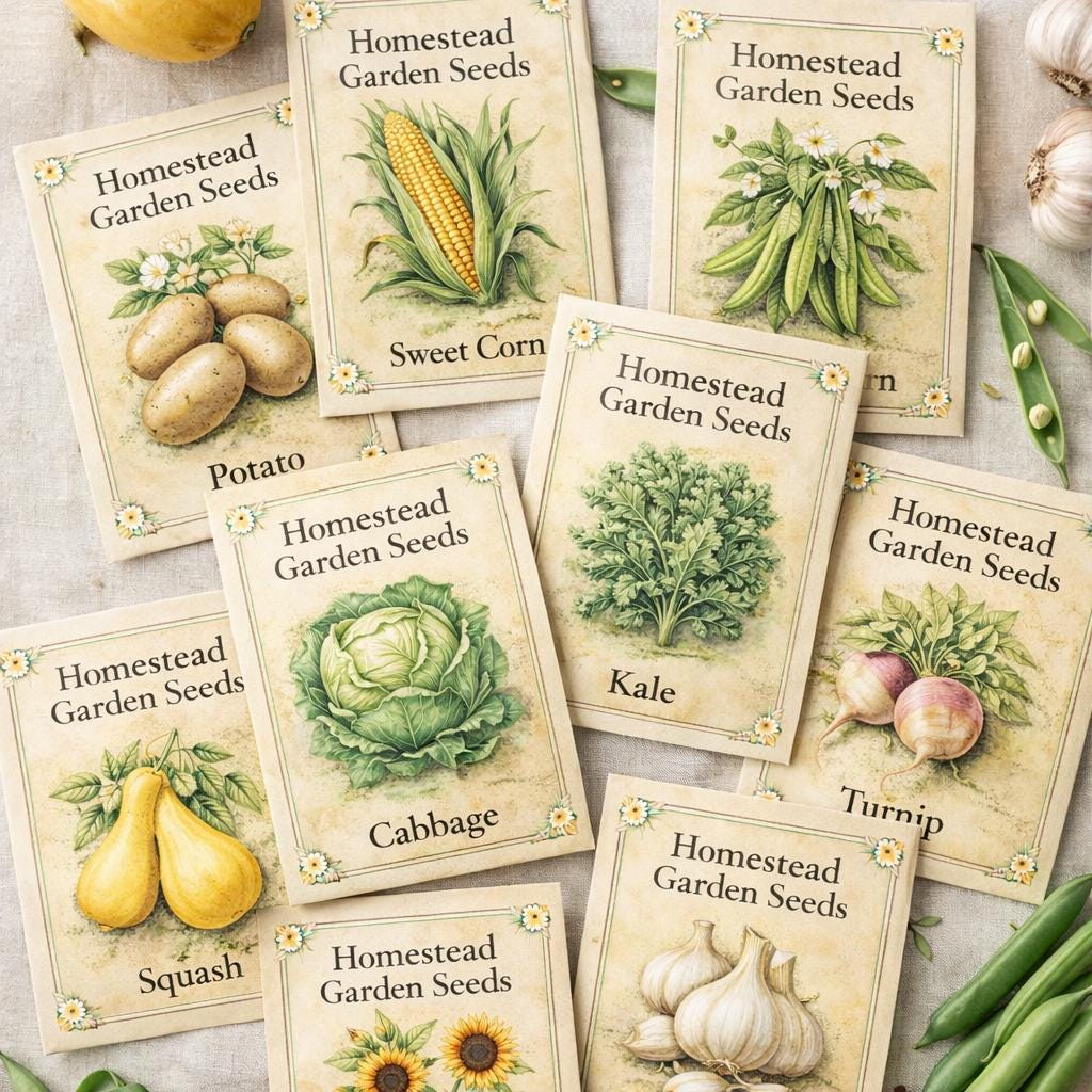 Seed Collection Project Label Printable Seed Packet Labels, Vintage Homestead Garden Seeds, Seed ...