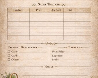 Farmers Market Planner Printable Bundle, Vendor Sales Tracker, Inventory & Profit Planner, Market Prep Sheets, Small Business Organizer