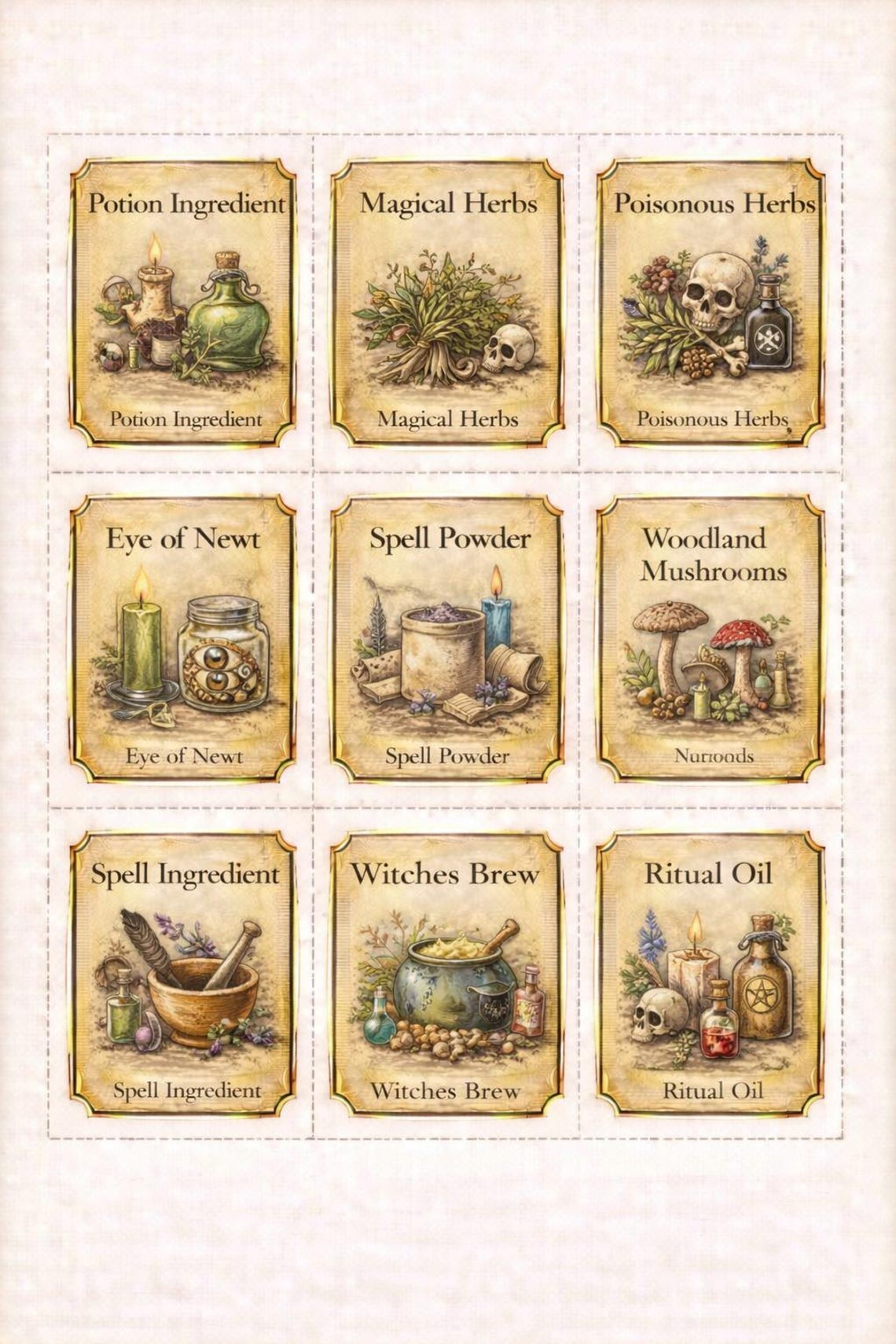 Vintage Witch Apothecary Labels Printable | Potion Bottle Labels ...