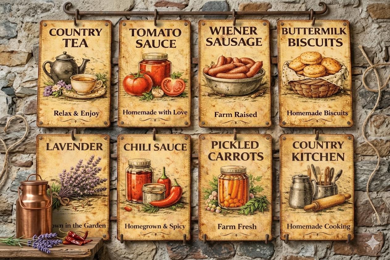Rustic Recipe Box Labels Vintage Country Kitchen Gift Tags 8 Printable Rustic Labels for ...