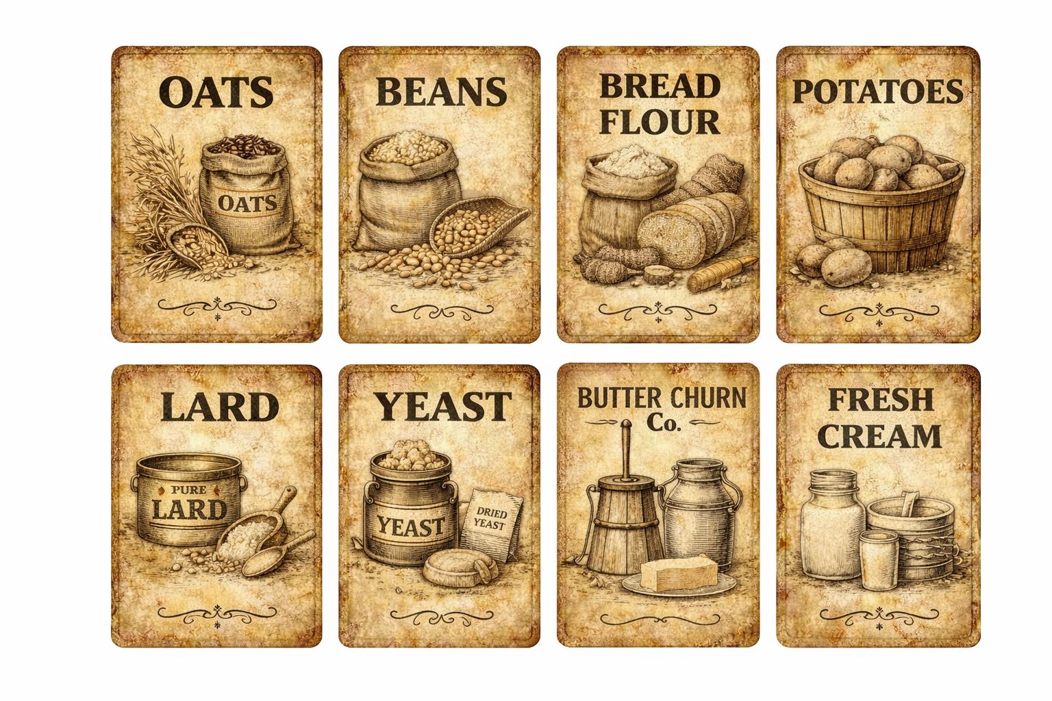 Vintage Baking Pantry Labels Printable, Rustic Kitchen Organization ...