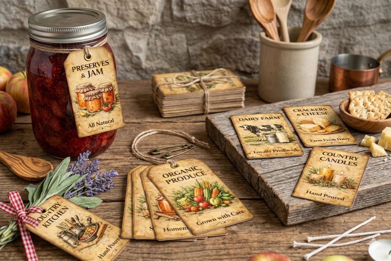 Farmhouse Vintage Gift Tags - 8 Printable Rustic Labels for Jams ...