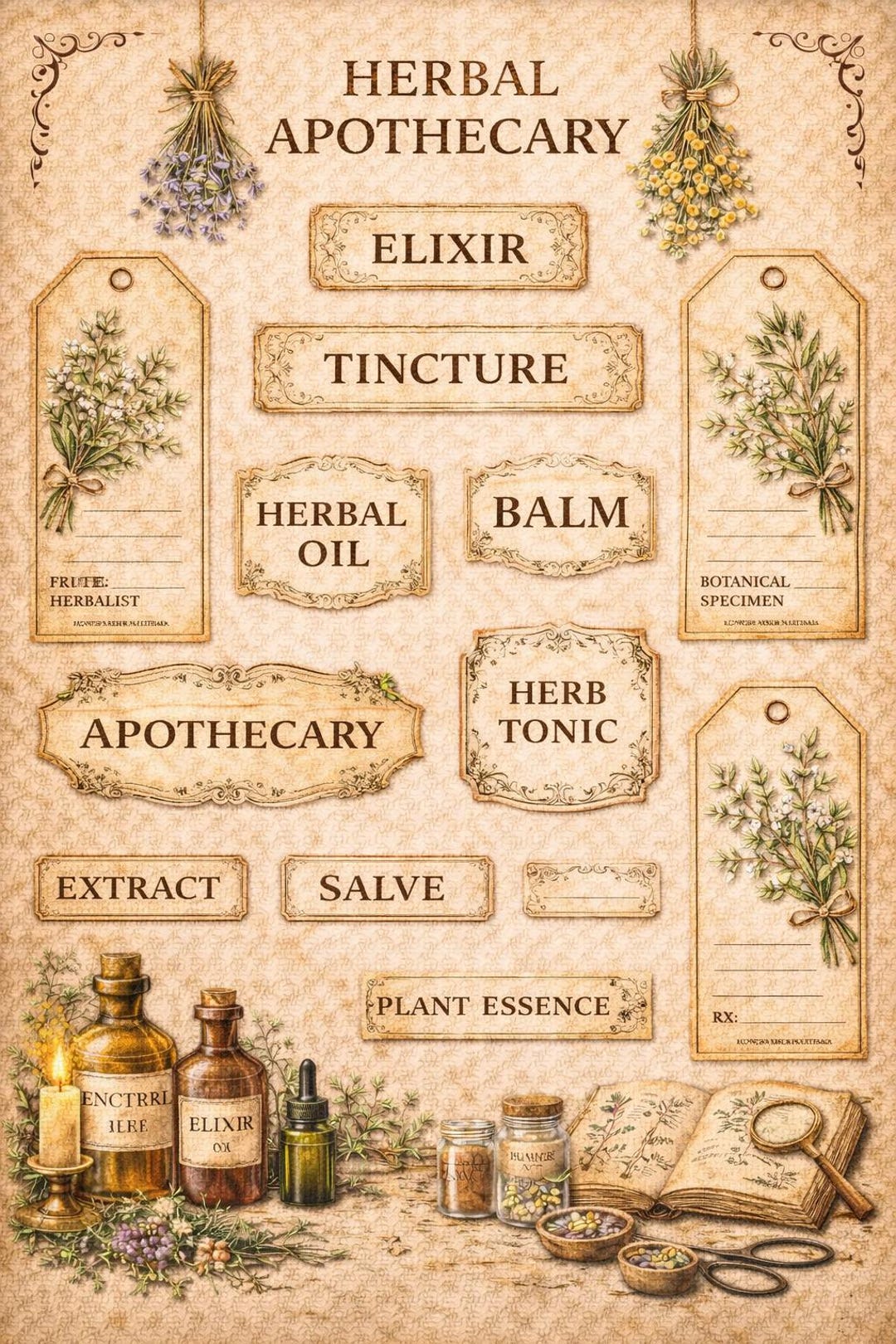 Herbal Apothecary Labels Printable | Vintage Botanical Junk Journal ...