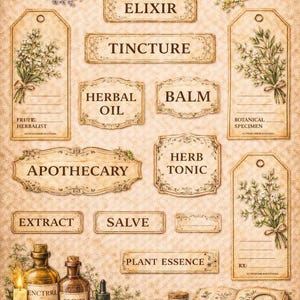 Herbal Apothecary Labels Printable | Vintage Botanical Junk Journal ...