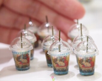 Dollhouse Miniatures Tiny Bubble Tea or Boba Drink for dolls display or Earring Studs