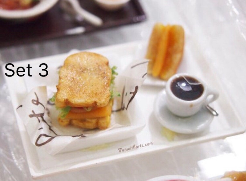 Miniature Laksa Bowl/Toast Bread set /earrings or Dollhouse Miniature Laksa Set image 8