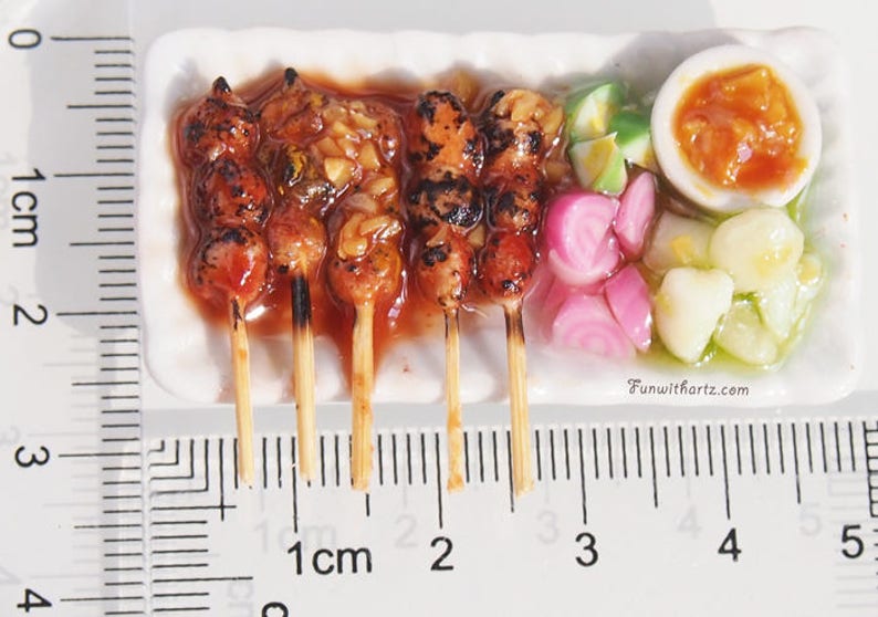 Miniature food Satay set Dollhouse Food display for LatiYellow/Pukifee and similar size dolls 16cm height 1 set available image 4