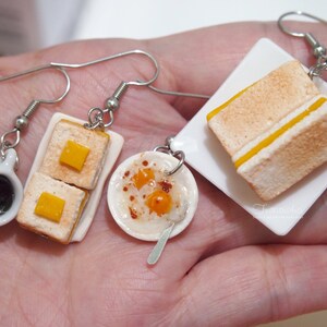 Miniature Laksa Bowl/Toast Bread set /earrings or Dollhouse Miniature Laksa Set image 3