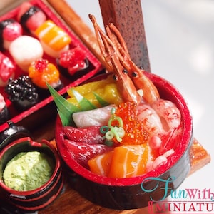 Miniature Food for Dollhouse Chirashi Don/ Sushi Platter / image 1