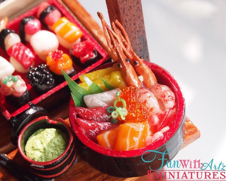 Miniature Food for Dollhouse Chirashi Don/ Sushi Platter / image 1