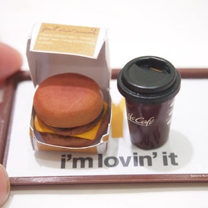 Miniature food - Hamburger and Fries Meal in a set with Tray