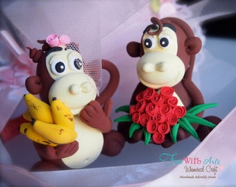 Clay wedding Monkeys Cake toppers waterproof clay