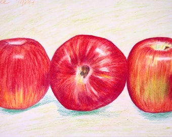 Manzanas - Obra de arte ORIGINAL (Still Life Wall Art)